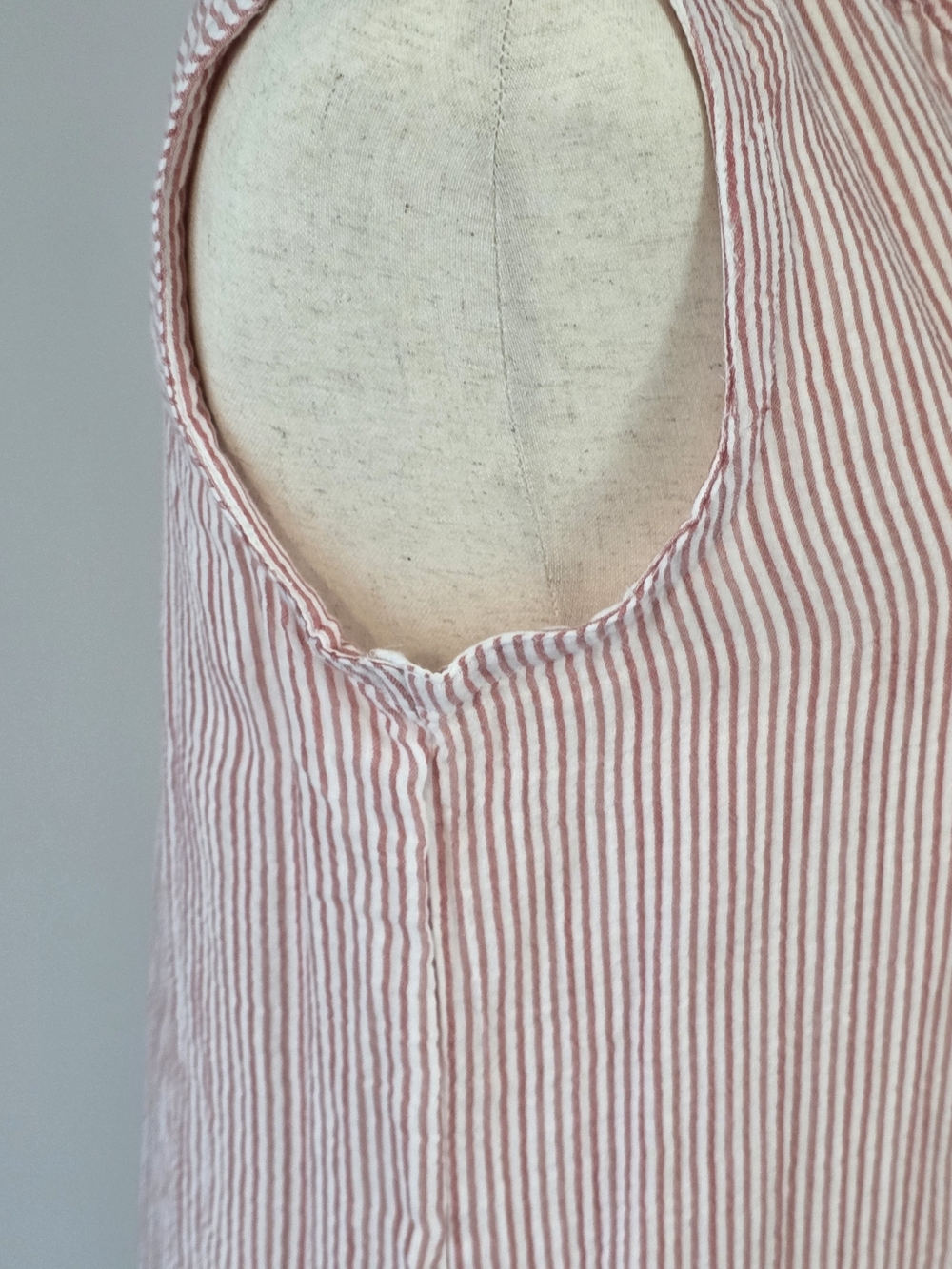 LL Bean Striped Sleeveless Pink & White Cotton Shirt Dress Womens Size XSmall - Picture 6 of 12